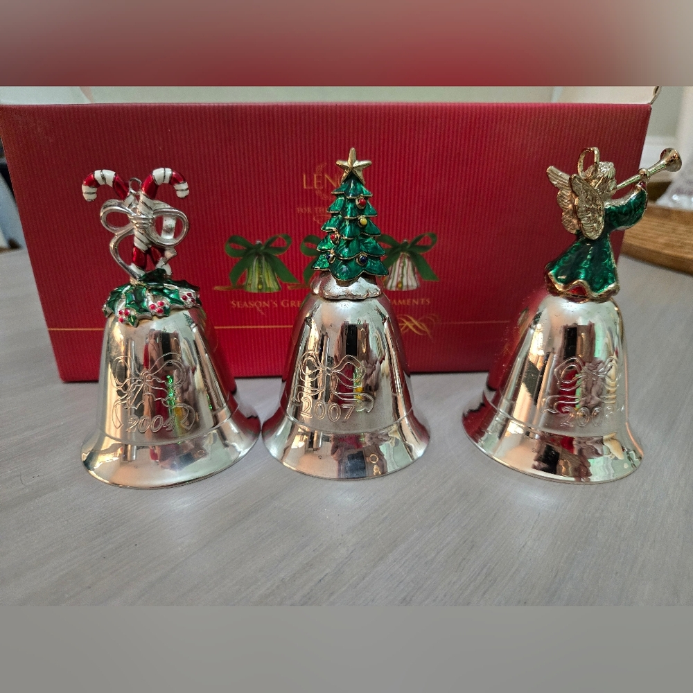 Set Of 3 Lenox Kirk Stieff Musical Bells Silver 2004, 2007, 2008 In Box